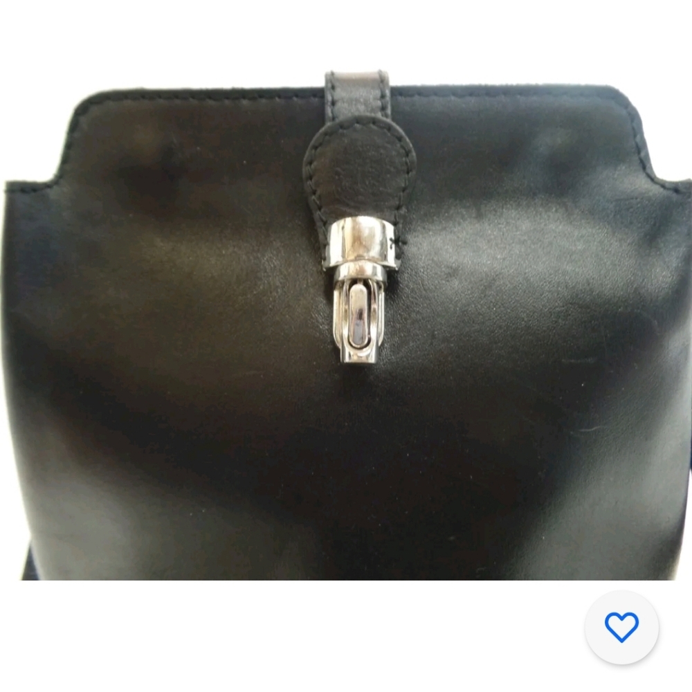 Vera Pelle Black Italian Leather Crossbody Purse - Picture 2 of 5